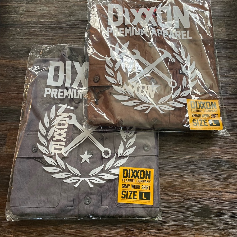 Dixxon (2) Work Shirts Men’s L.  Brown and Gray brand new!